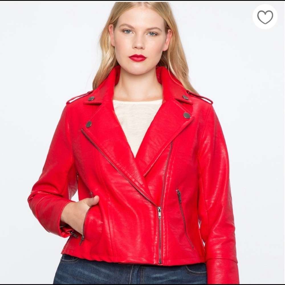 NWT Eloquii Red Vegan Leather Jacket Size 14/16